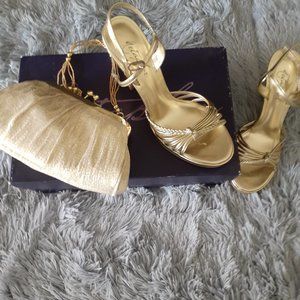 Gold Shoes and Handbag